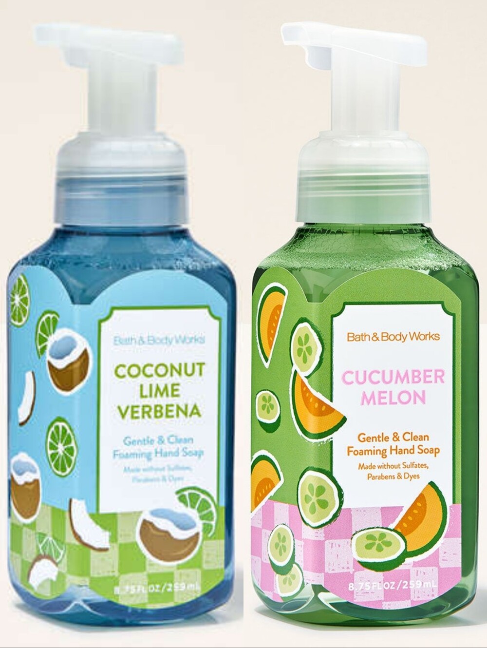 Bath & Body Works Cucumber Melon & Coconut Lime Verbena Hand Soap Set NEW Rare